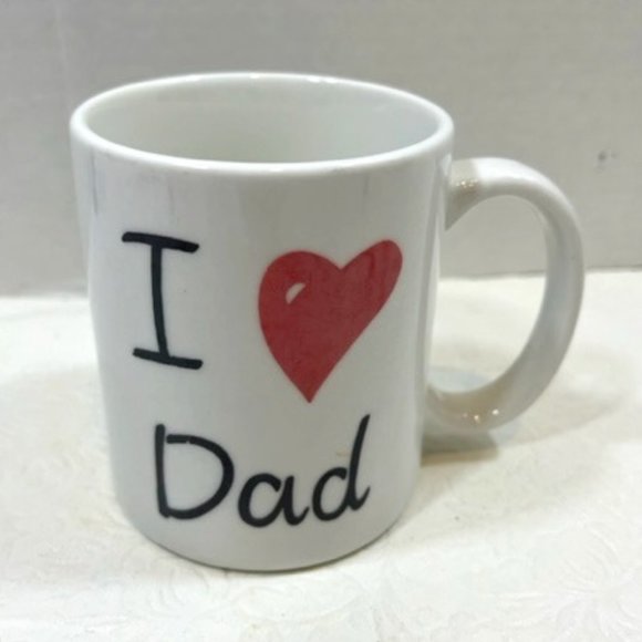 Vintage I ❤️ Dad Coffee Tea Mug Cup White Ceramic I Love Dad 9 Oz - Picture 1 of 7